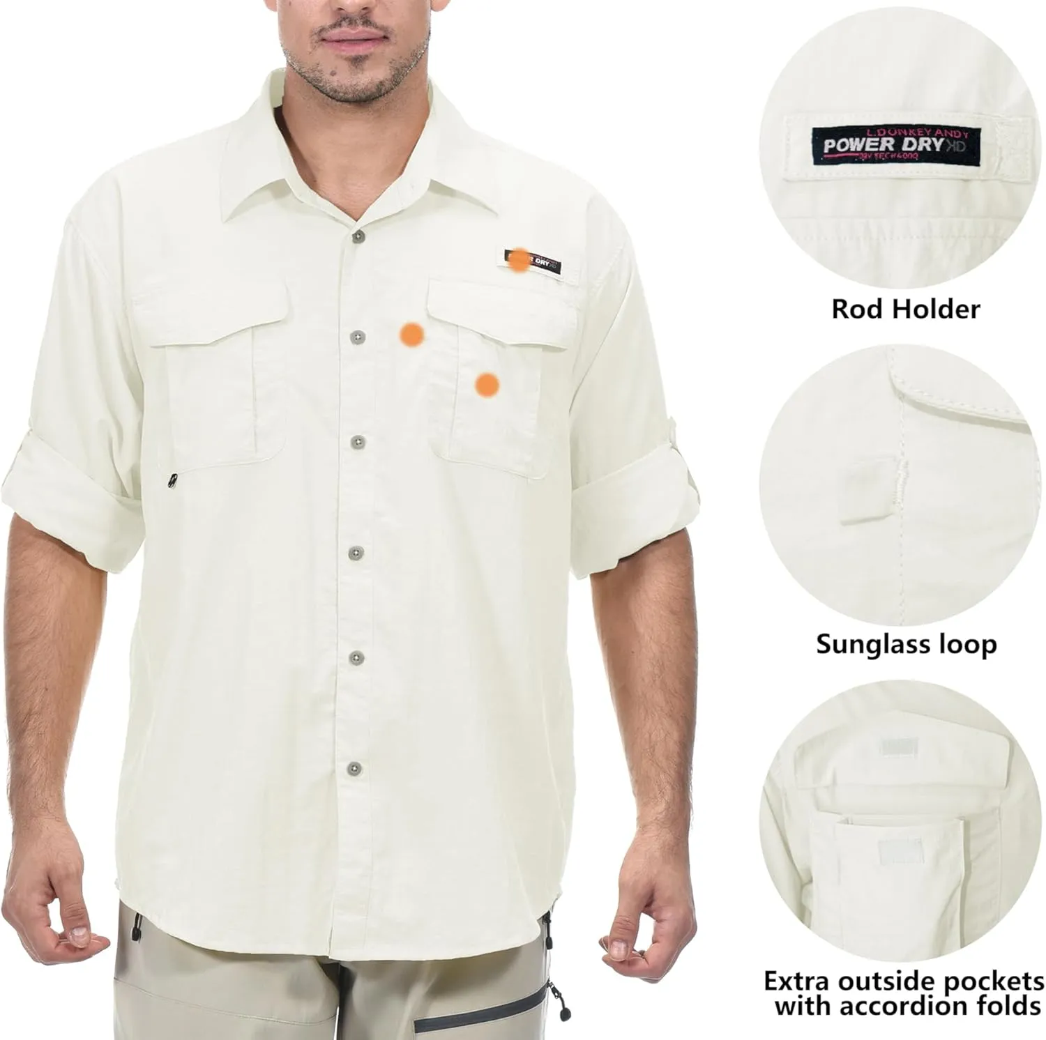 Little Donkey Andy Men's UPF 50  UV Protection Shirt, Short Sleeve Fishing Shirt, Breathable and Fast Dry