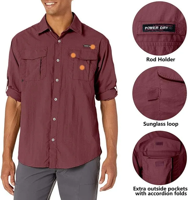 Little Donkey Andy Men's UPF 50  UV Protection Shirt, Short Sleeve Fishing Shirt, Breathable and Fast Dry