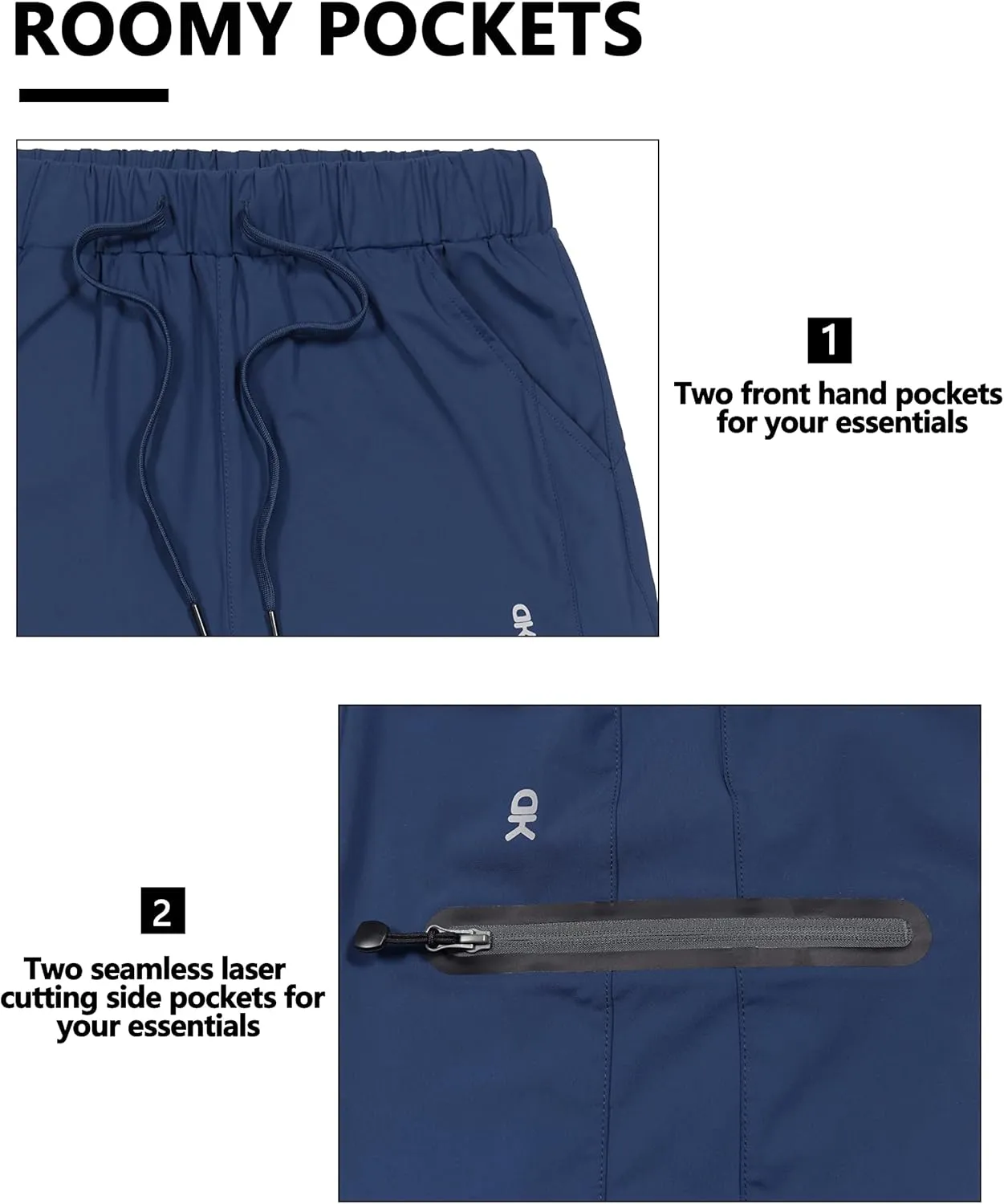 Little Donkey Andy Women's Ultra Stretch Quick Dry Lightweight Bermuda Shorts Drawstring Zipper Pocket Hiking Travel Workout