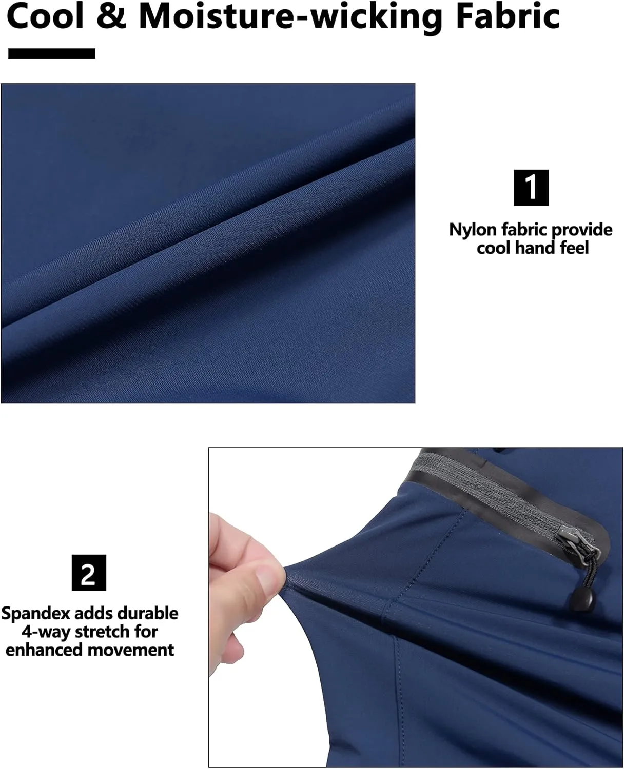 Little Donkey Andy Women's Ultra Stretch Quick Dry Lightweight Bermuda Shorts Drawstring Zipper Pocket Hiking Travel Workout