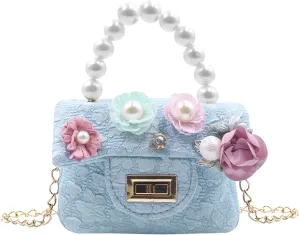 Little Girls Mini Jelly Purse Candy Color Transparent Small Crossbody Bag Cute Princess Handbags with Pearl Handle