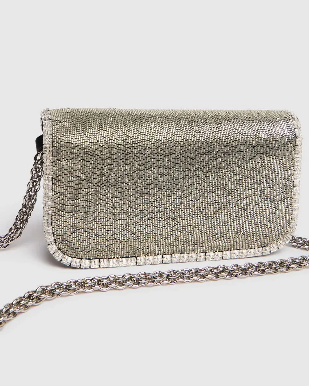 Locò Small Beaded Shoulder Bag in SIlver Crystal