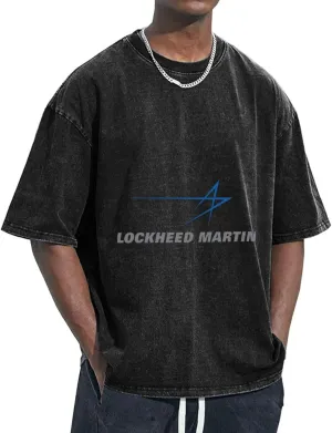 Lockheed Martin Men's Vintage Oversized T-Shirts,230g Short Sleeve