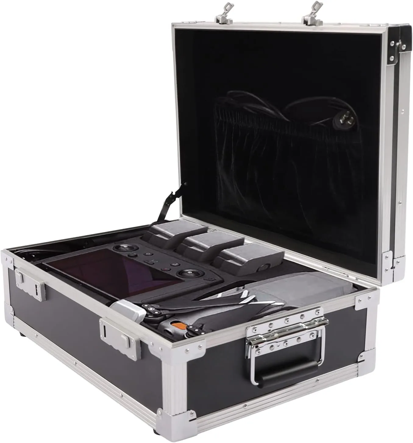 Locking Briefcase Aluminum Hard Case Briefcase Toolbox, Lockable Dorm Storage Trunk with Combination Lock for Important Documents Files Laptop Briefcase, Black 18.35 * 13.23 * 6.46in