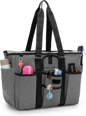 LoDrid Teacher Tote with Padded Bottom, Large Utility Bag for Work