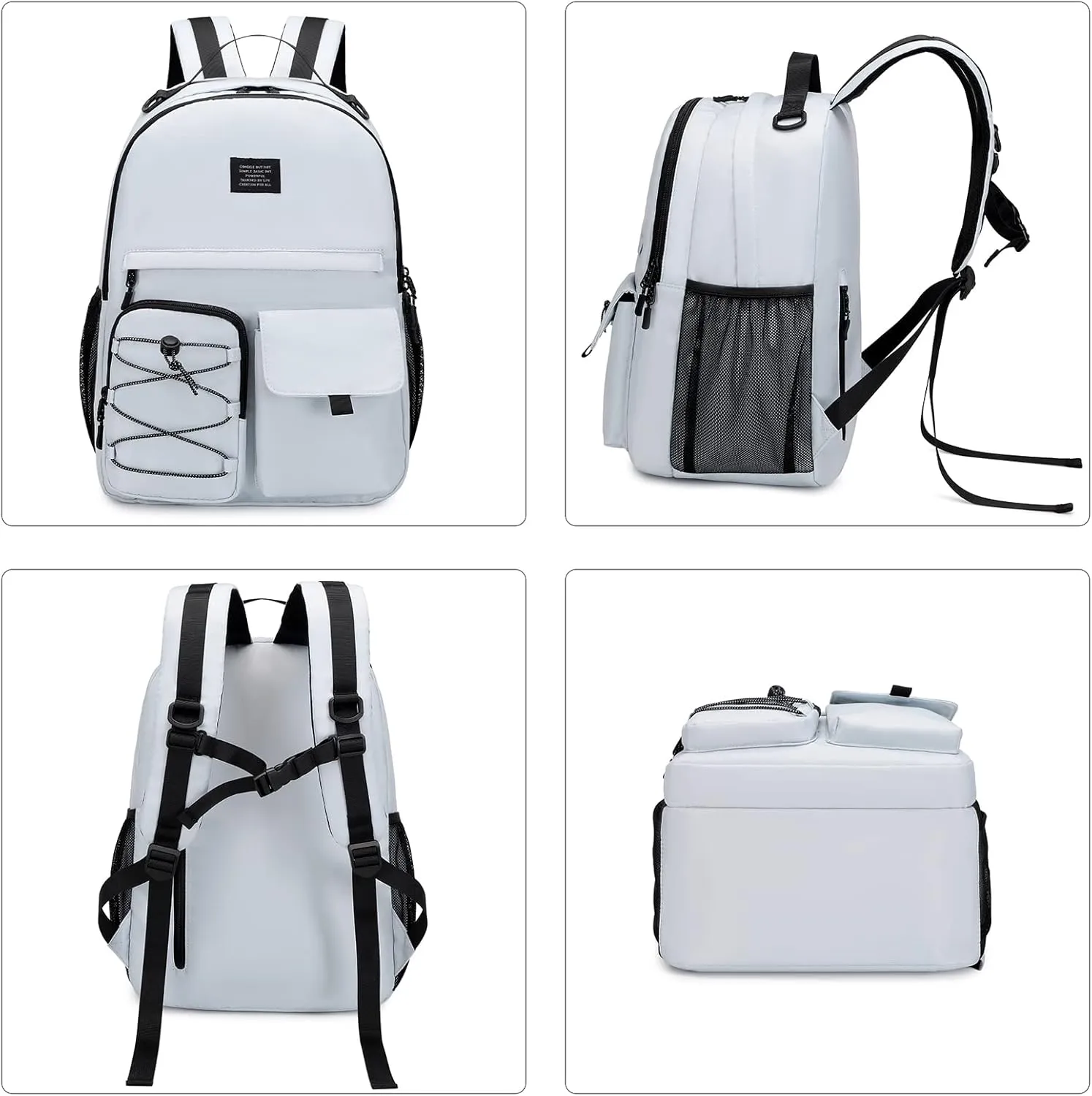 Lohol Casual Backpack for Teen Boys Girls, Water Resistant Daypack with Anti Theft Pocket for Travel School (Grey)
