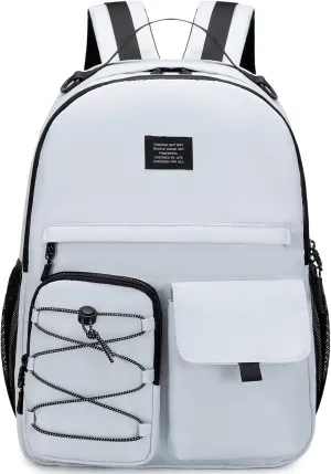 Lohol Casual Backpack for Teen Boys Girls, Water Resistant Daypack with Anti Theft Pocket for Travel School (Grey)