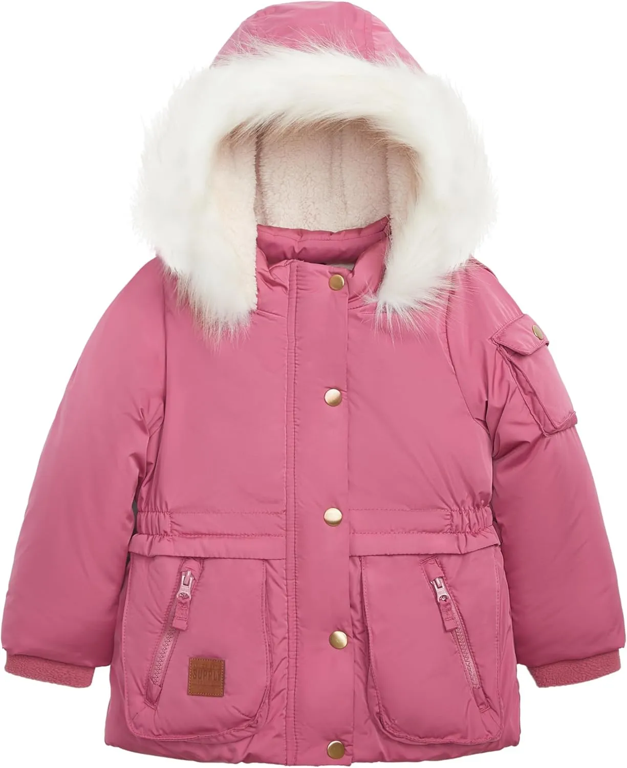 LONDON FOG Girls' Heavyweight Utility Parka with Cozy Trim Hood