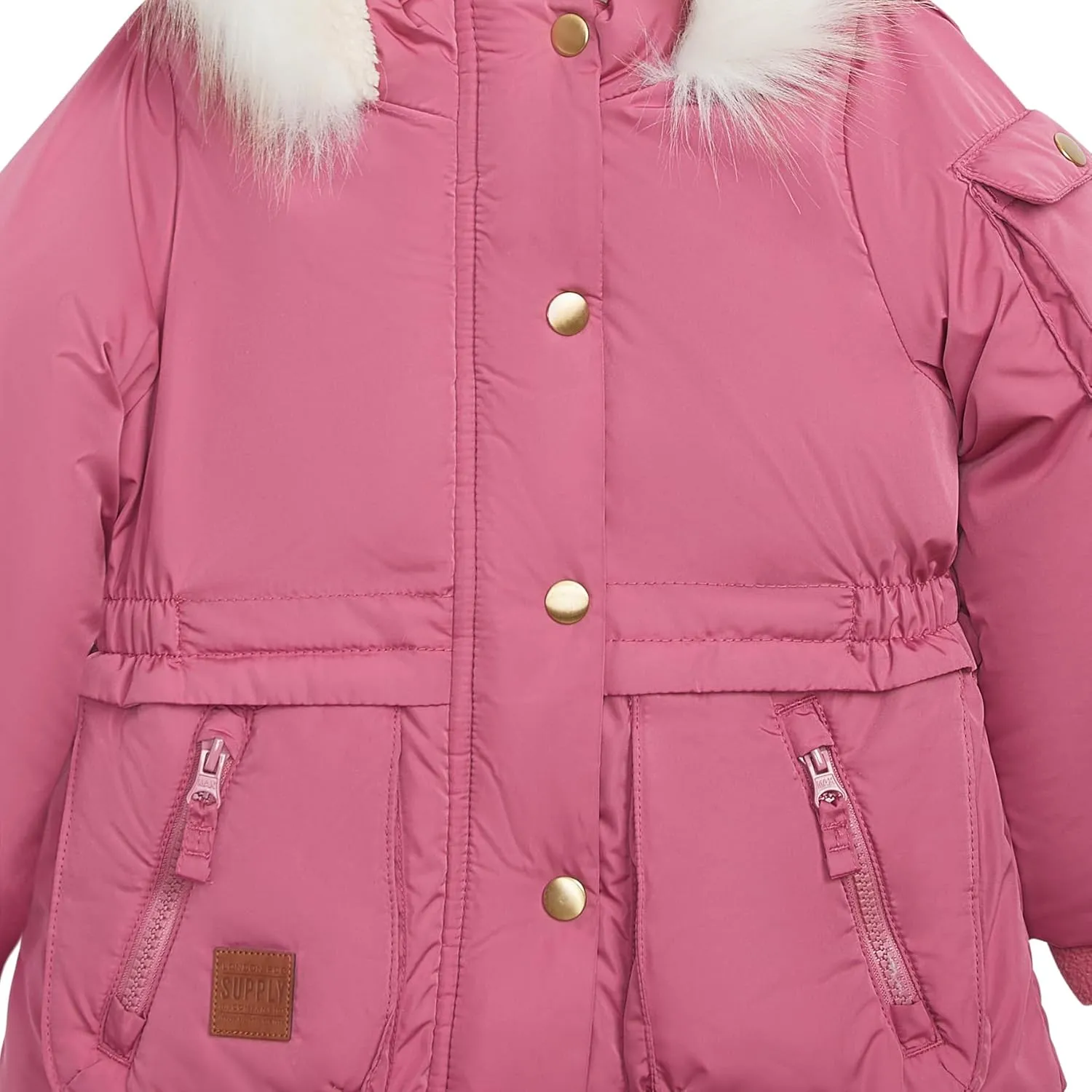 LONDON FOG Girls' Heavyweight Utility Parka with Cozy Trim Hood