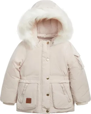 LONDON FOG Girls' Heavyweight Utility Parka with Cozy Trim Hood
