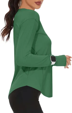 Loovoo Women's Long Sleeve Running Shirts Workout Tops UPF 50  Sun Shirt Quick Dry Athletic T-Shirts with Watching Window