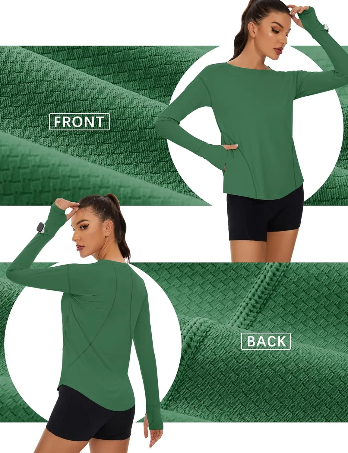 Loovoo Women's Long Sleeve Running Shirts Workout Tops UPF 50  Sun Shirt Quick Dry Athletic T-Shirts with Watching Window