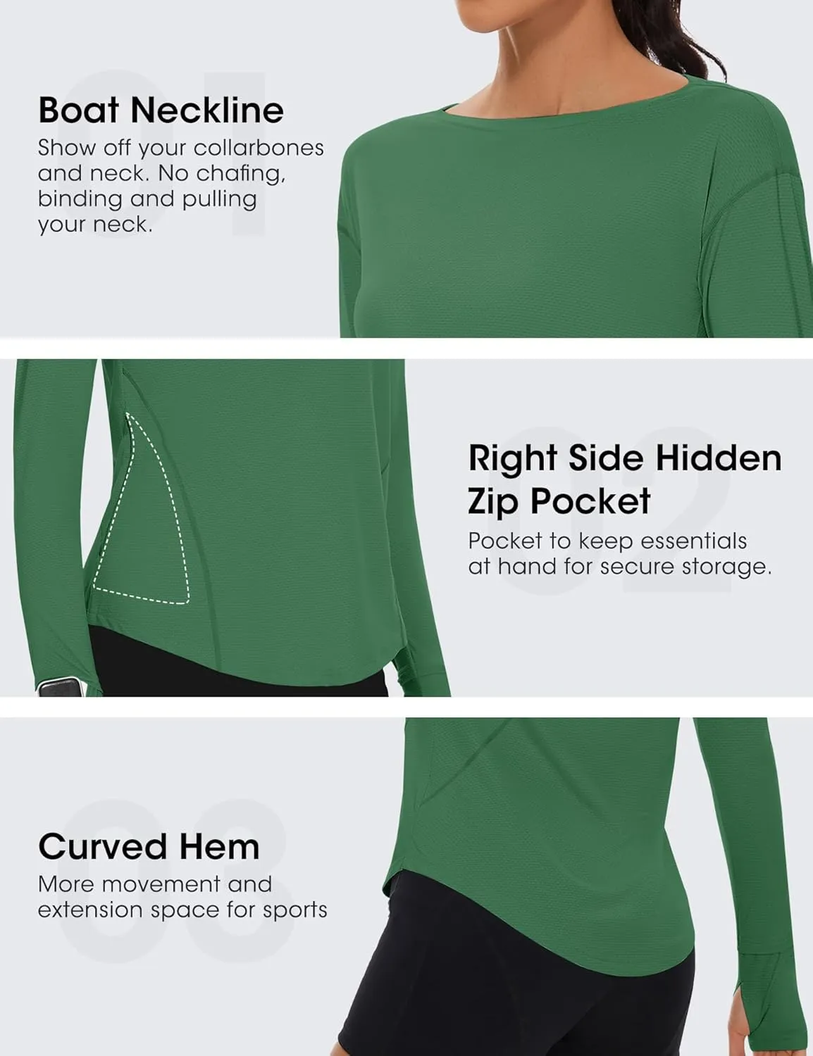 Loovoo Women's Long Sleeve Running Shirts Workout Tops UPF 50  Sun Shirt Quick Dry Athletic T-Shirts with Watching Window