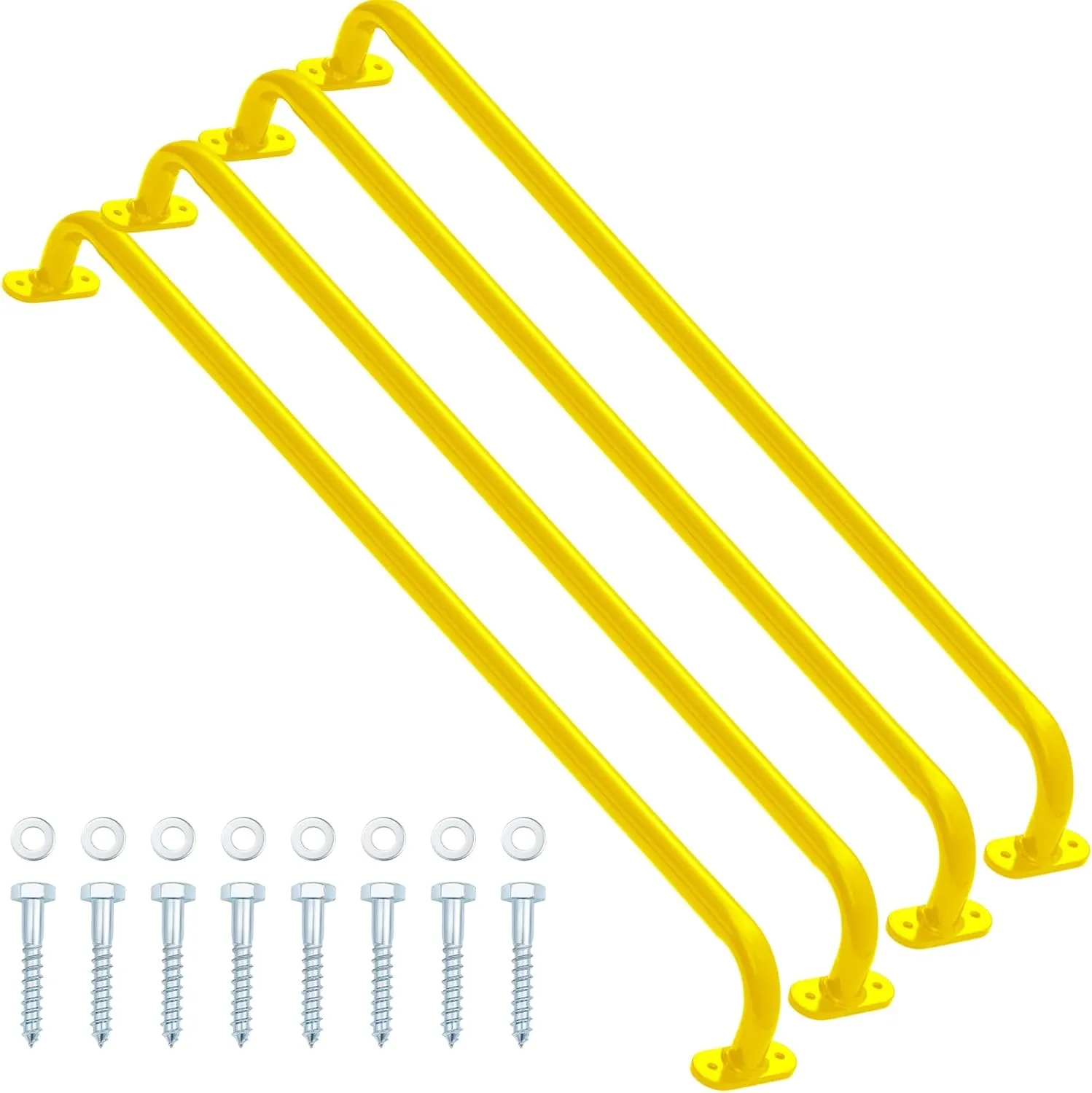 Lounsweer 4 Pack 37 Inch Playhouse Ladder Handle Monkey Bars Metal Safety Handles Grab Handle Bars for Playground Accessories for Outdoor Games Backyard Ladder House Tree House