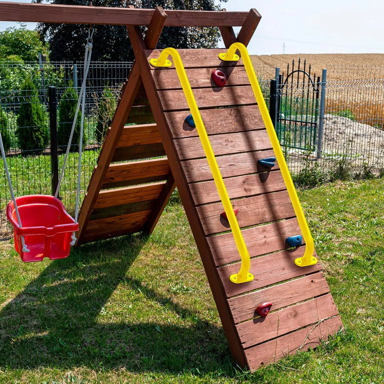 Lounsweer 4 Pack 37 Inch Playhouse Ladder Handle Monkey Bars Metal Safety Handles Grab Handle Bars for Playground Accessories for Outdoor Games Backyard Ladder House Tree House