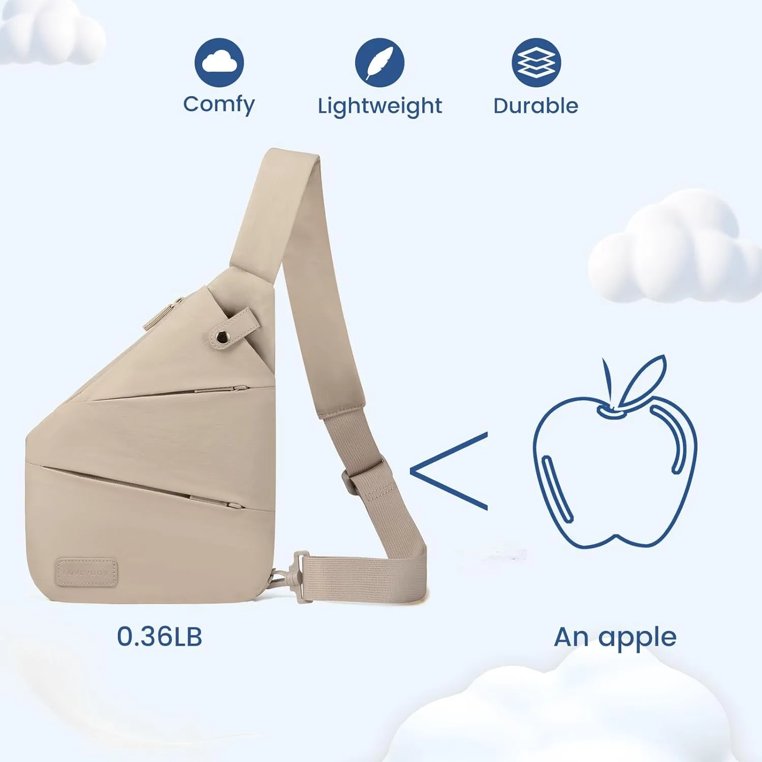 LOVEVOOK Anti Theft Crossbody Bag, Travel Sling Bag for Women and Men, Chest Shoulder Bag