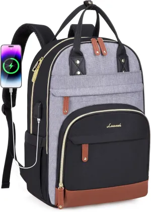 LOVEVOOK Backpack for Women,Laptop Backpack Women,Fits 15.6 Inch Laptop Bag,School Backpacks,Fashion Travel Work Anti-theft Bag,Waterproof Business Computer College Backpack Purse,Black-Grey