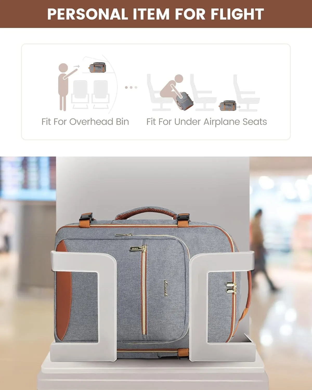 LOVEVOOK Carry on Backpack, 40L Travel Backpack as Personal Item Flight Approved, Waterproof Large 17inch Laptop Backpack Luggage Daypack Business Weekender Overnight with 3 Packing Cubes, Grey-Brown