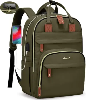 LOVEVOOK Laptop Backpack for Men & Women Unisex Travel Anti-Theft Bag Business Work Computer Backpacks Purse College Bag, Casual Hiking Daypack with Lock, 15.6 Inch, Army Green