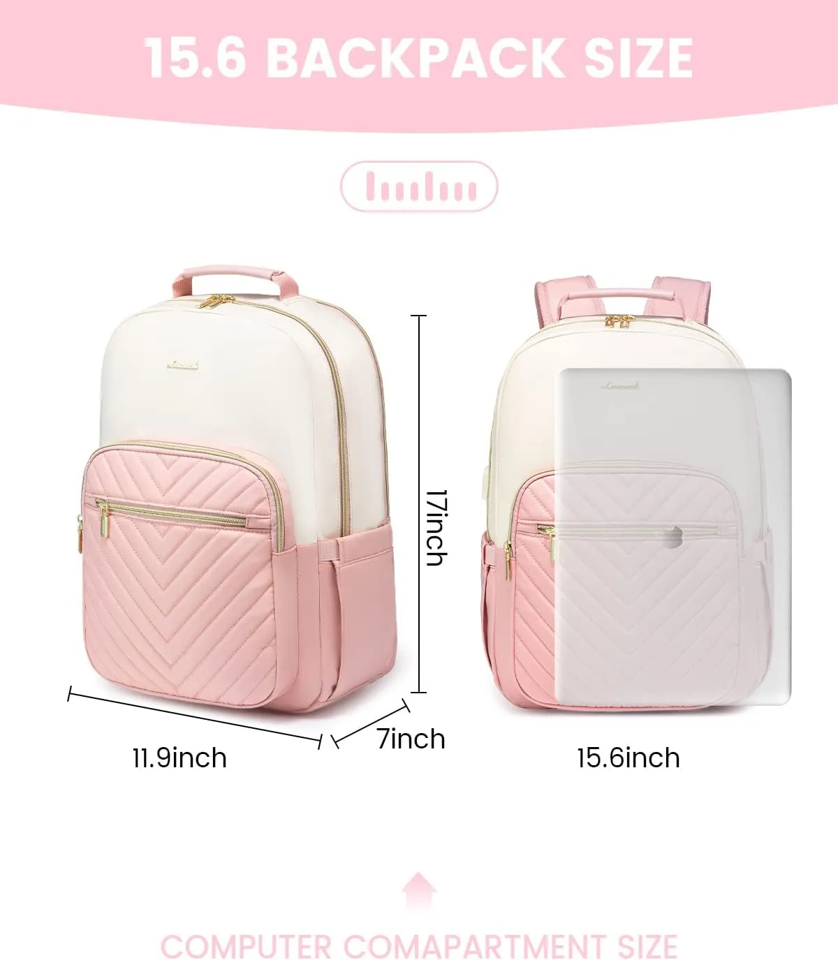 LOVEVOOK Laptop Backpack for Women, 15.6 Inch Backpack Purse, Fashion Travel Business Work Laptop Bag, Aesthetic University Nurse Backpacks, Office Dayback Computer Sport Bagpack, Pink