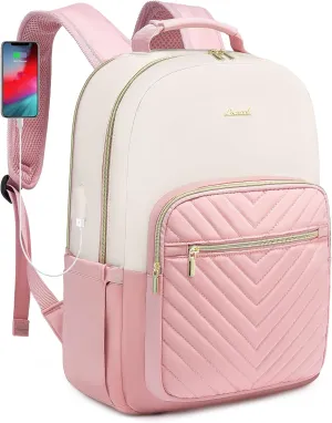 LOVEVOOK Laptop Backpack for Women, 15.6 Inch Backpack Purse, Fashion Travel Business Work Laptop Bag, Aesthetic University Nurse Backpacks, Office Dayback Computer Sport Bagpack, Pink