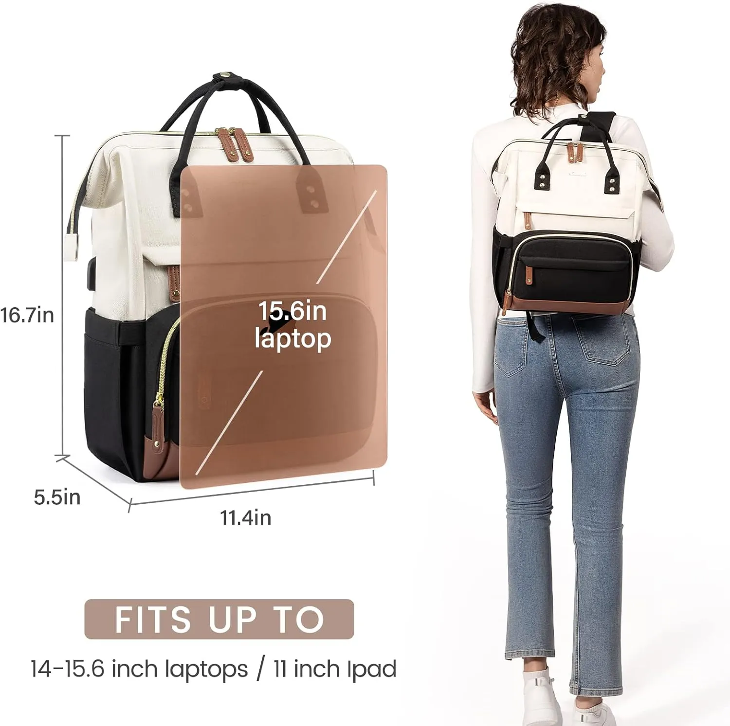 LOVEVOOK Laptop Backpack for Women, 15.6 Inch Work Business Backpacks Purse, Large Capacity Nurse Bag College Bookbag for School, Waterproof Casual Daypack for Travel