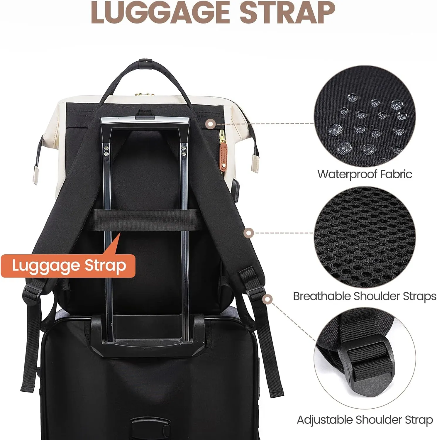 LOVEVOOK Laptop Backpack for Women, 15.6 Inch Work Business Backpacks Purse, Large Capacity Nurse Bag College Bookbag for School, Waterproof Casual Daypack for Travel