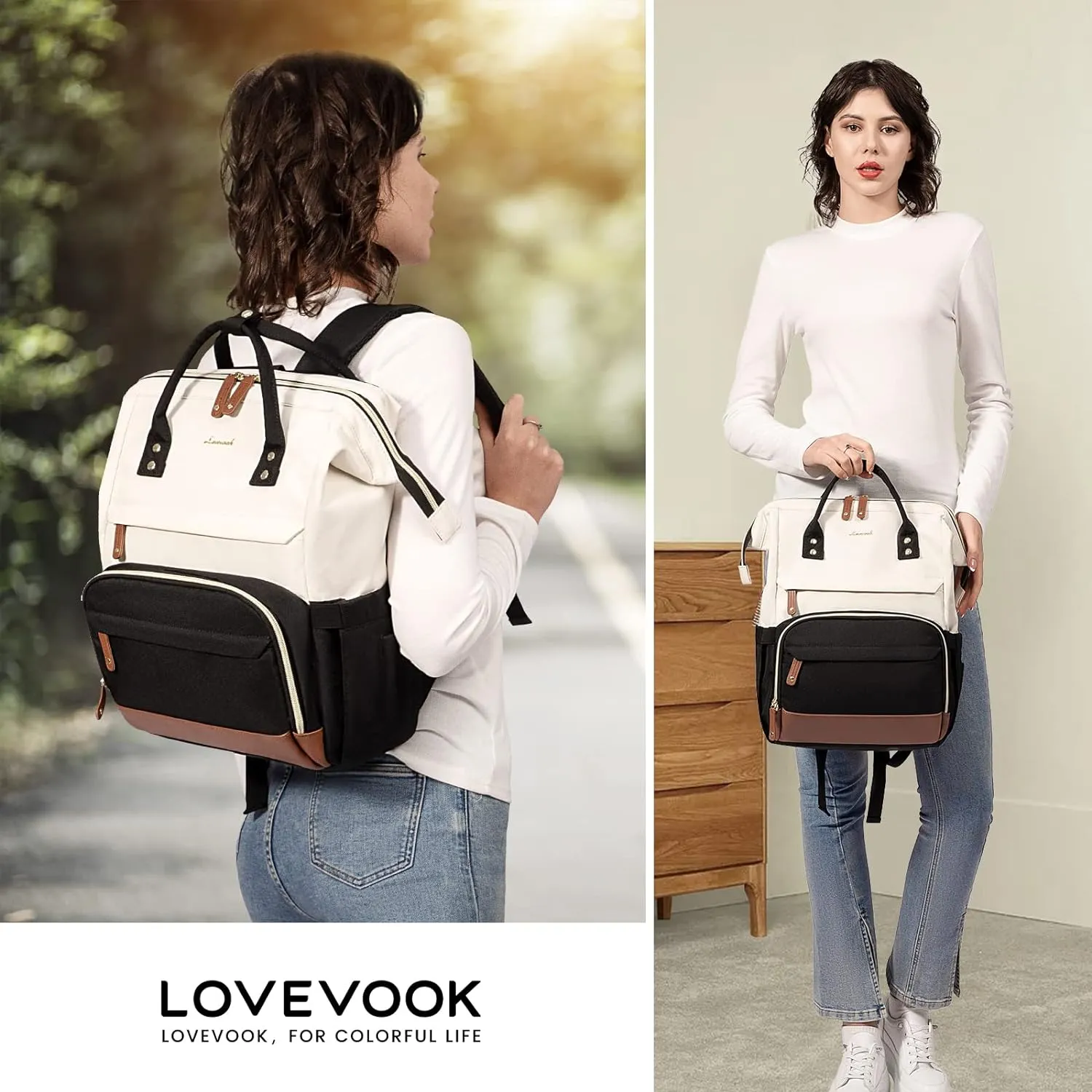 LOVEVOOK Laptop Backpack for Women, 15.6 Inch Work Business Backpacks Purse, Large Capacity Nurse Bag College Bookbag for School, Waterproof Casual Daypack for Travel