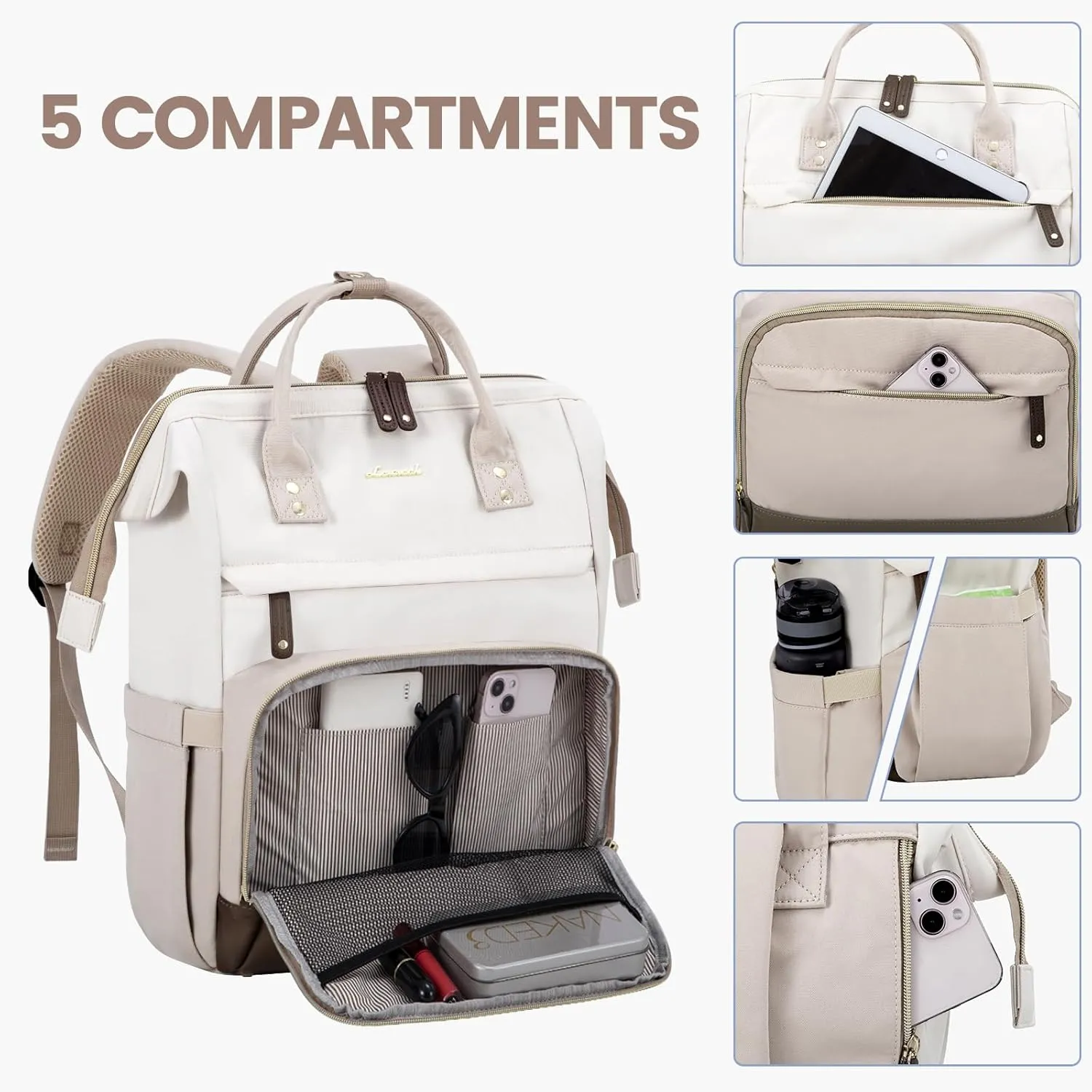 LOVEVOOK Laptop Backpack for Women, 15.6 Inch Work Business Backpacks Purse with USB Port, Large Capacity Nurse Bag College Bookbag for School, Waterproof Casual Daypack for Travel