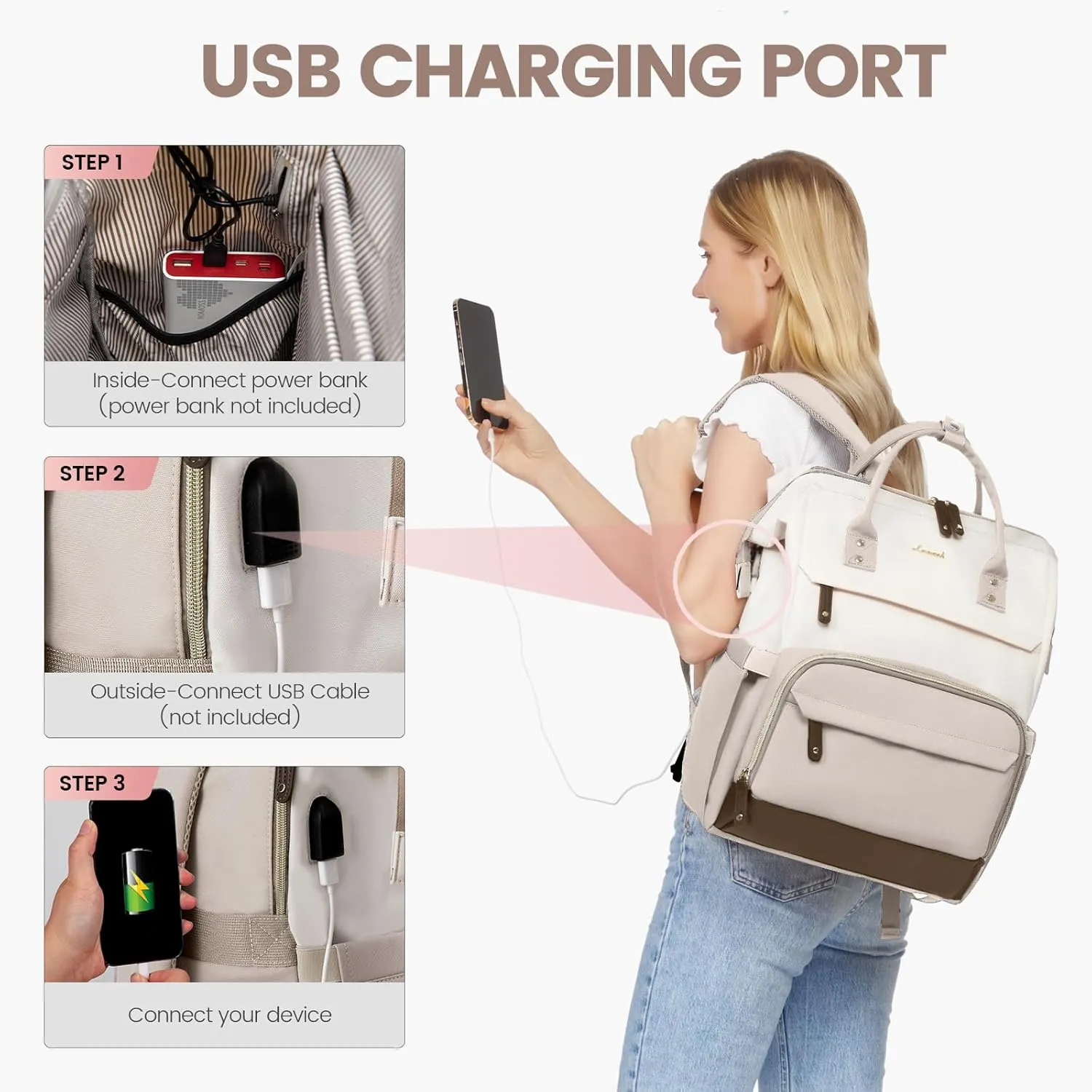 LOVEVOOK Laptop Backpack for Women, 15.6 Inch Work Business Backpacks Purse with USB Port, Large Capacity Nurse Bag College Bookbag for School, Waterproof Casual Daypack for Travel