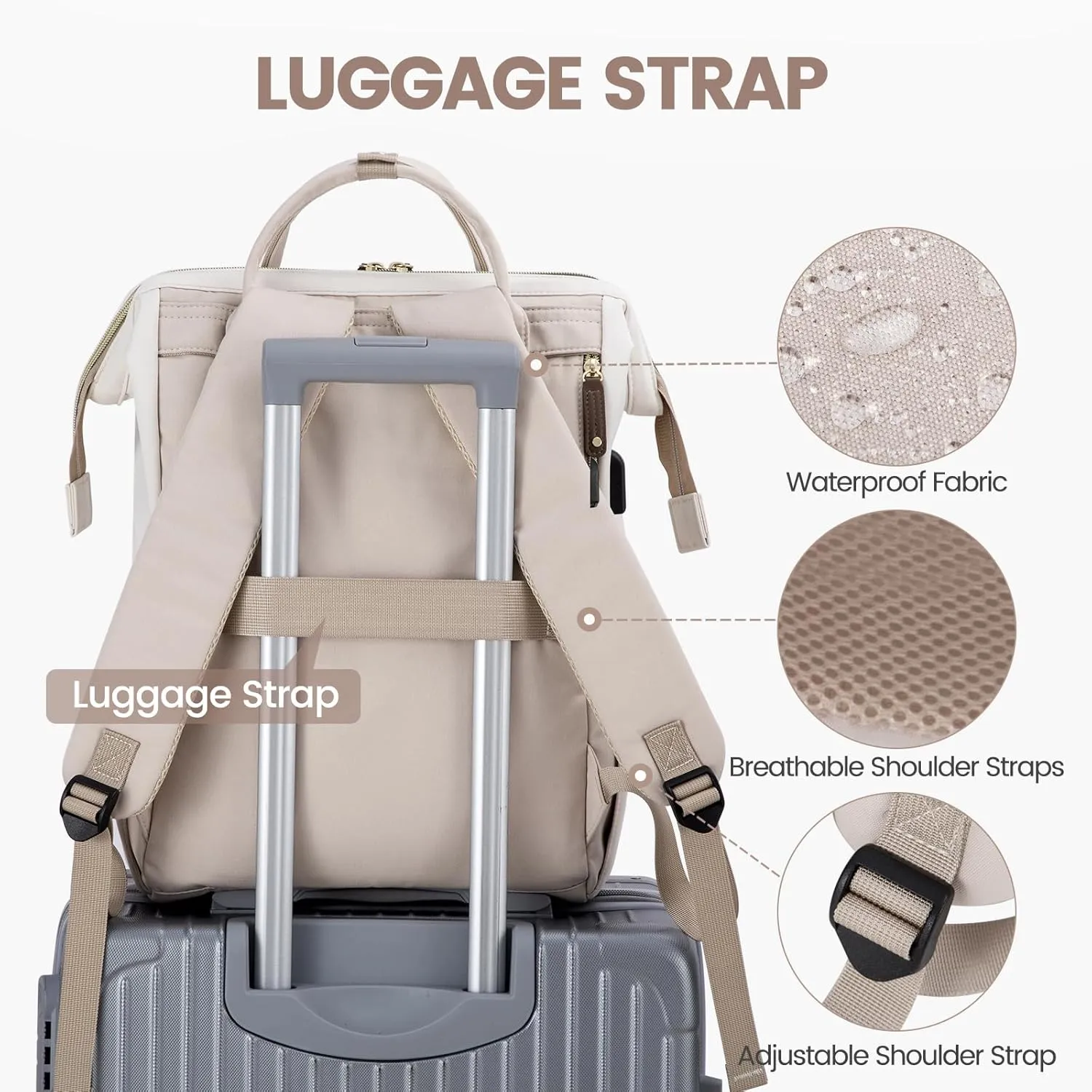 LOVEVOOK Laptop Backpack for Women, 15.6 Inch Work Business Backpacks Purse with USB Port, Large Capacity Nurse Bag College Bookbag for School, Waterproof Casual Daypack for Travel