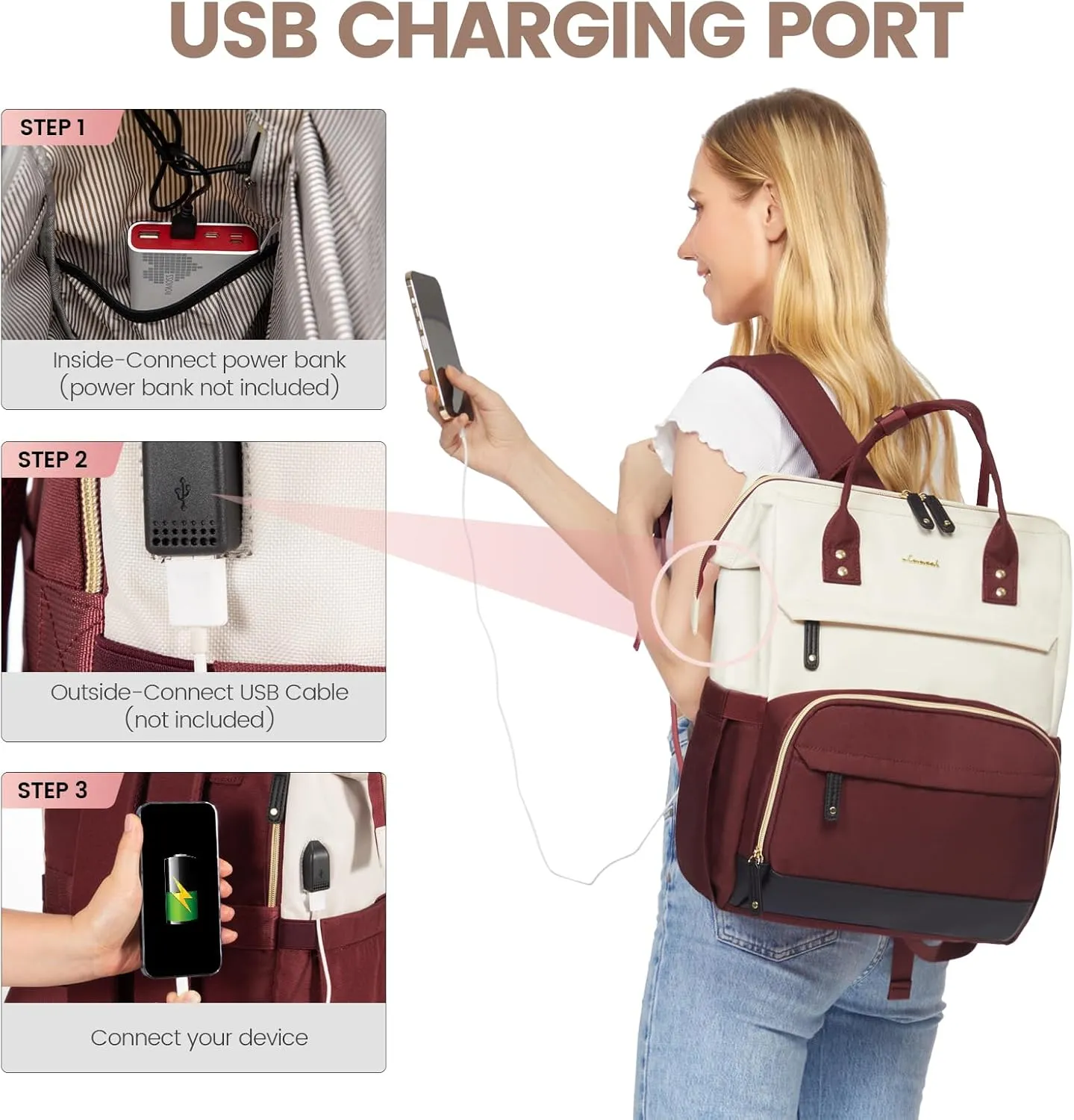 LOVEVOOK Laptop Backpack for Women, 17 Inch Work Business Backpacks Purse with USB Port, Large Capacity Nurse Bag College Bookbag for School, Waterproof Casual Daypack for Travel