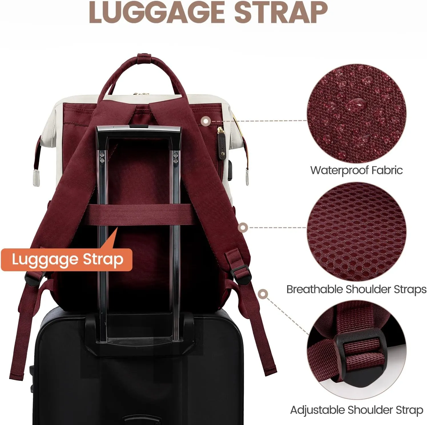 LOVEVOOK Laptop Backpack for Women, 17 Inch Work Business Backpacks Purse with USB Port, Large Capacity Nurse Bag College Bookbag for School, Waterproof Casual Daypack for Travel