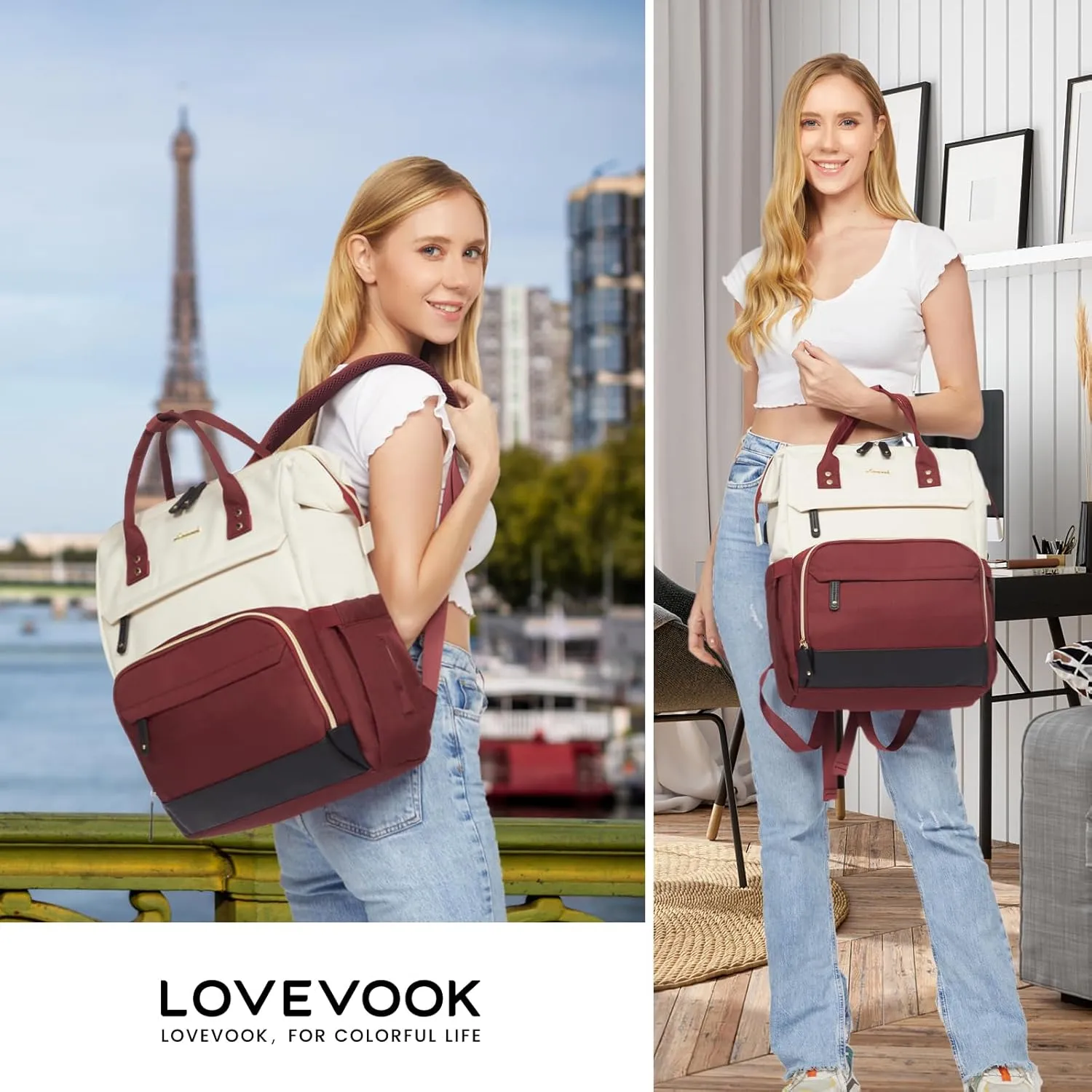 LOVEVOOK Laptop Backpack for Women, 17 Inch Work Business Backpacks Purse with USB Port, Large Capacity Nurse Bag College Bookbag for School, Waterproof Casual Daypack for Travel