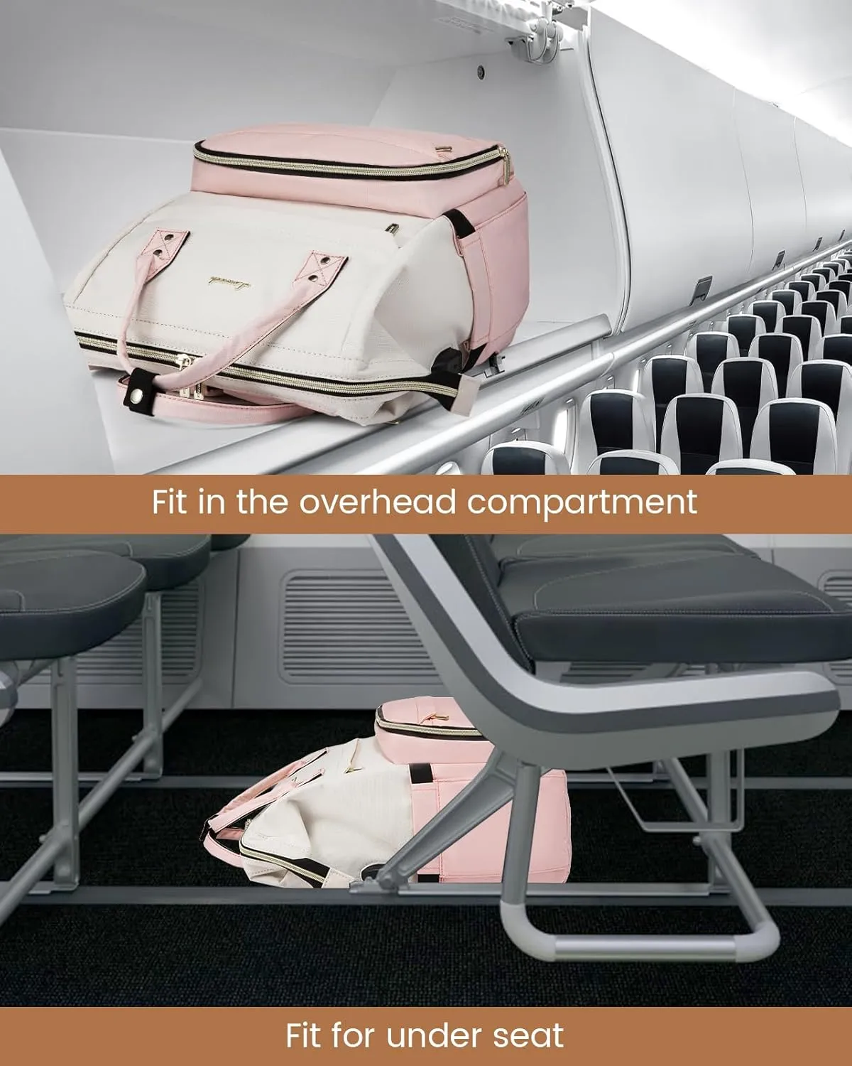 LOVEVOOK Laptop Backpack for Women Fashion Business Computer Backpacks Travel Bags Purse Doctor Nurse Work Backpack with USB Port, Fits 15.6-Inch Laptop Beige Pink