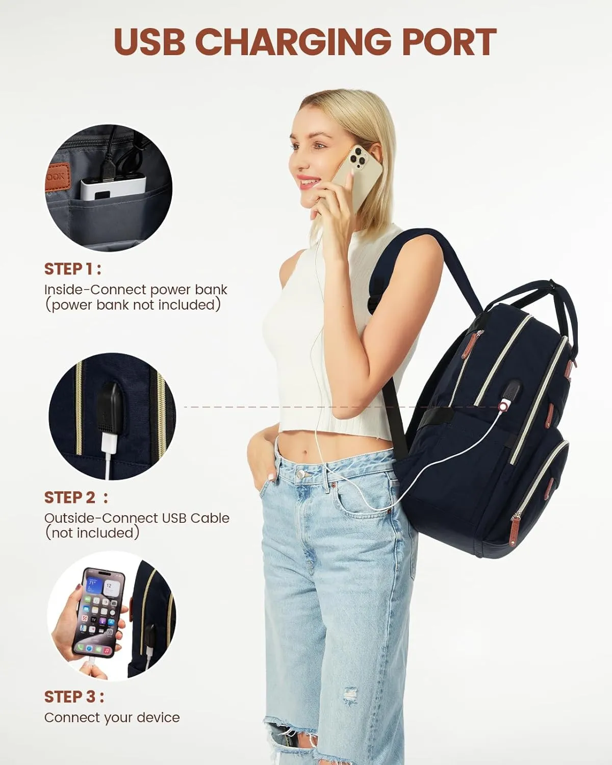 LOVEVOOK Laptop Backpack for Women, Large Capacity Travel Anti-theft Bag Business Computer Backpacks Purse Backpack, Casual Hiking Daypack with Lock, 15.6 Inch, Flower Pattern 1