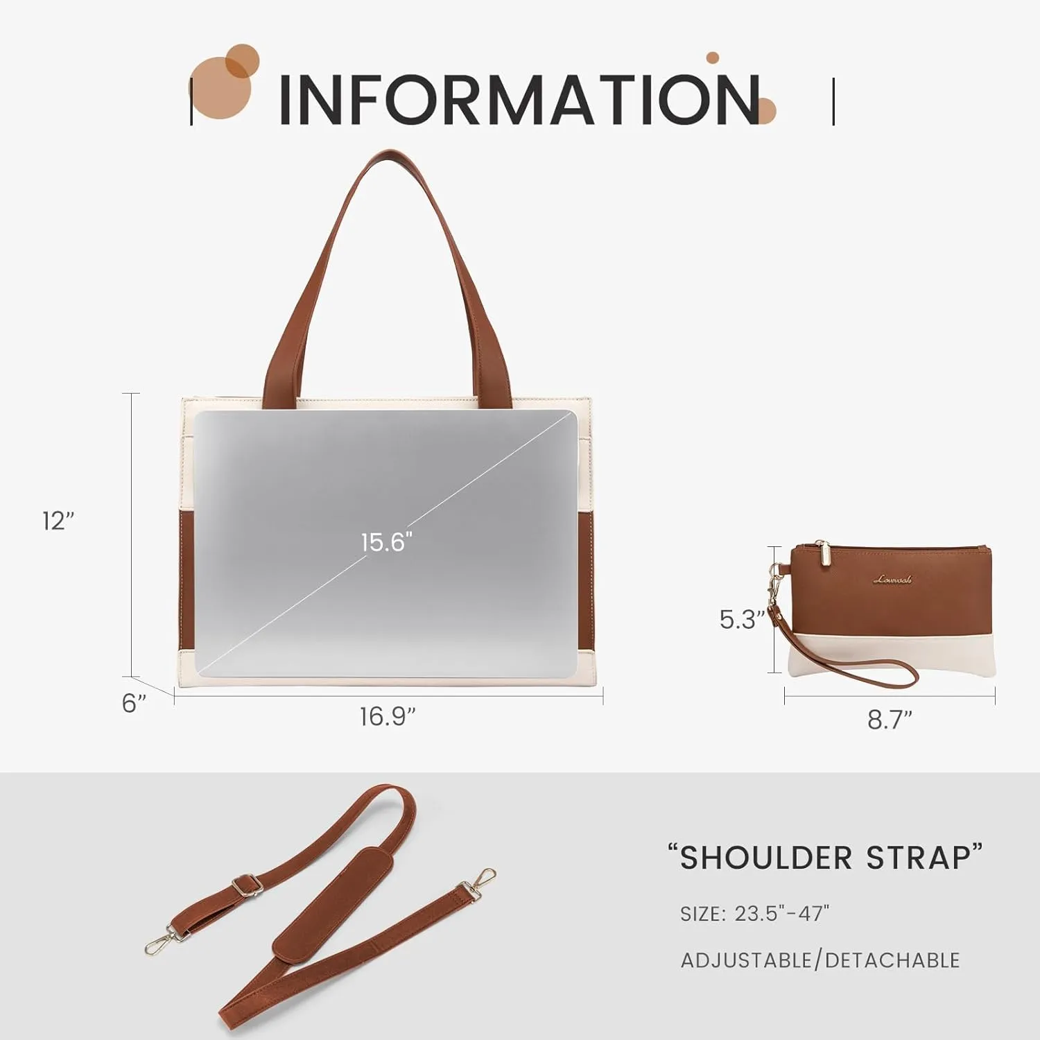 LOVEVOOK Laptop Tote for Women - 15.6 Inch Professional Leather Computer Briefcase with Waterproof Handbag Shoulder Bag Large Capacity Business Teacher Office Crossbody Purse