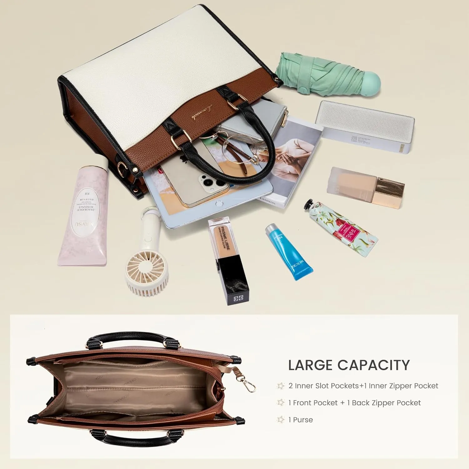 LOVEVOOK Purses for Women Purses and Handbags Tote Bag for Women Trendy Top Handle Satchel Crossbody Bag with Matching Clutch