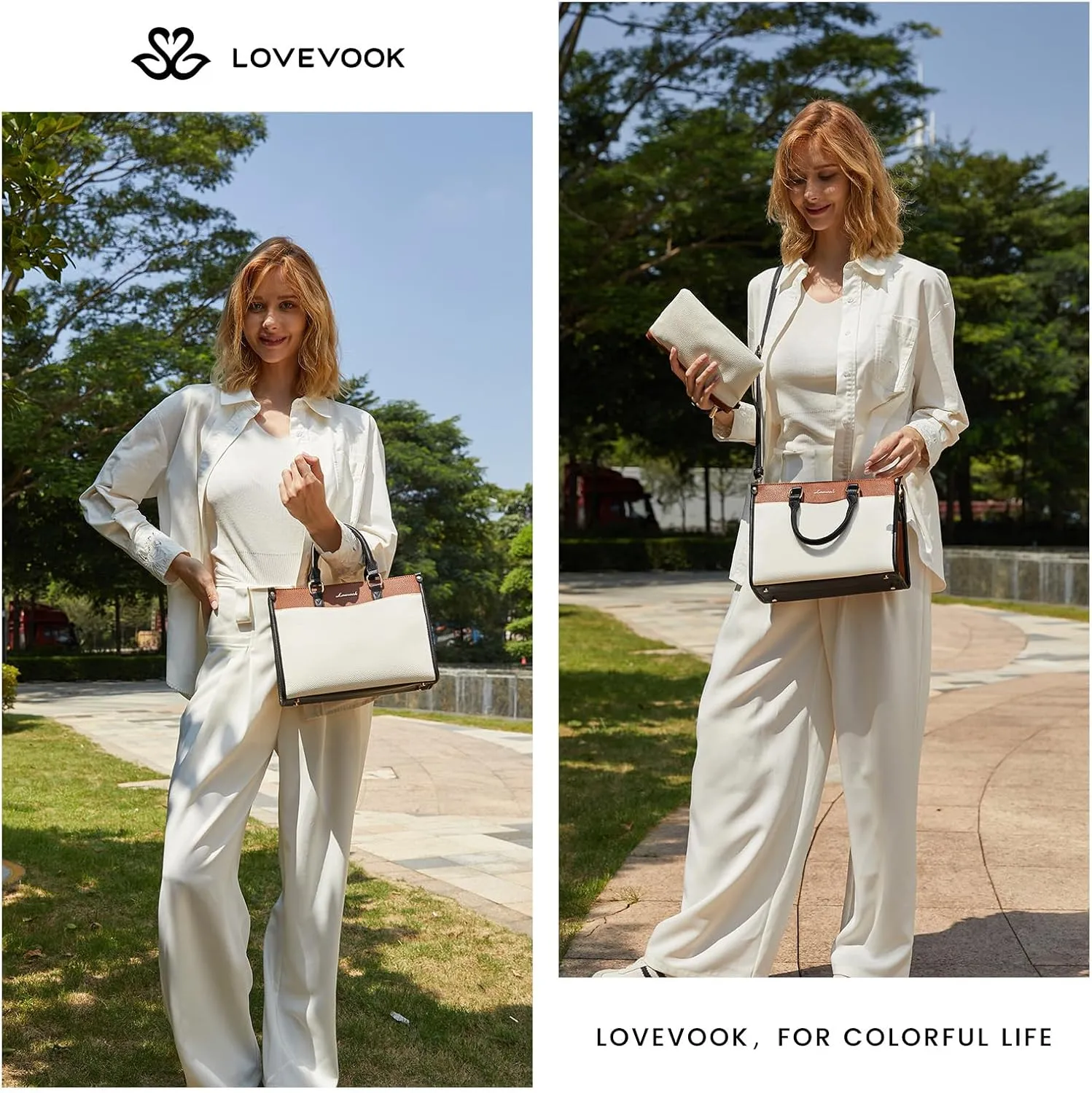 LOVEVOOK Purses for Women Purses and Handbags Tote Bag for Women Trendy Top Handle Satchel Crossbody Bag with Matching Clutch