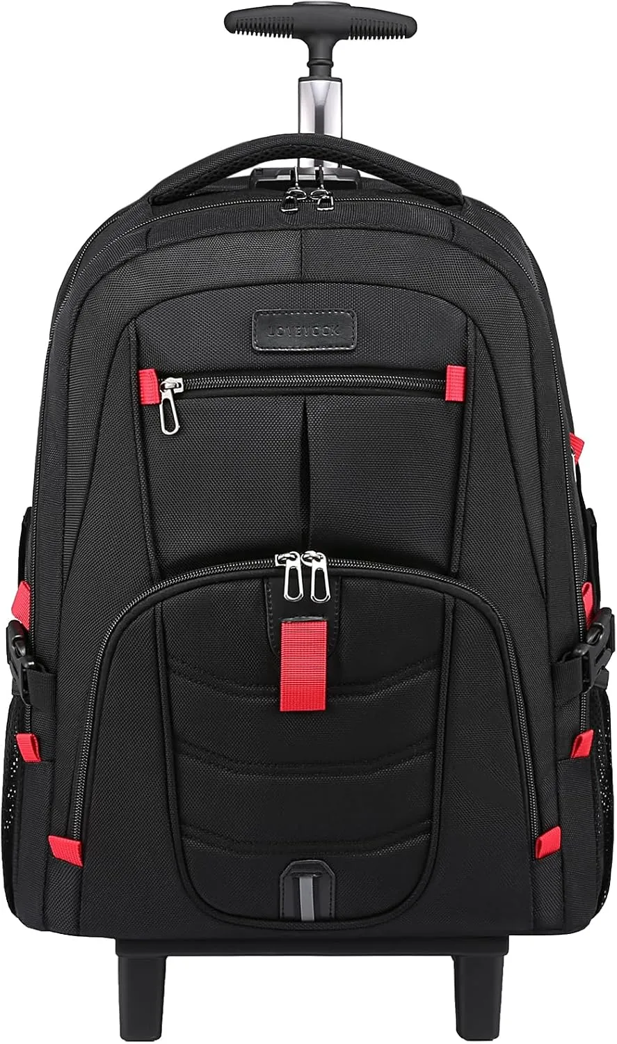 LOVEVOOK Rolling Laptop Backpack with Wheels, Waterproof Travel Carry On Business Backpack for Men, Fits 17 inch (17 inch, Black)