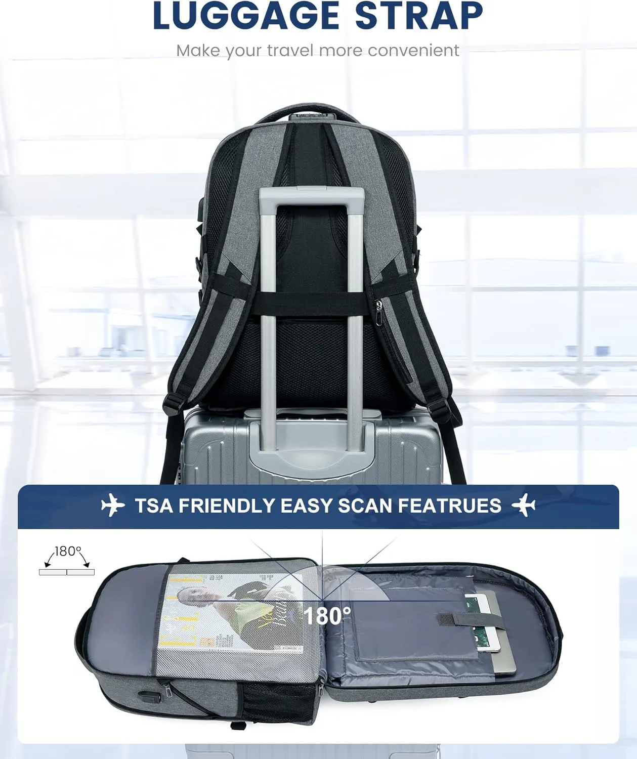 LOVEVOOK Travel Laptop Backpack Waterproof Anti Theft Backpack with Lock and USB Charging Port Large Computer Business Backpack for Men College Backpack (17 inch,DarkGrey