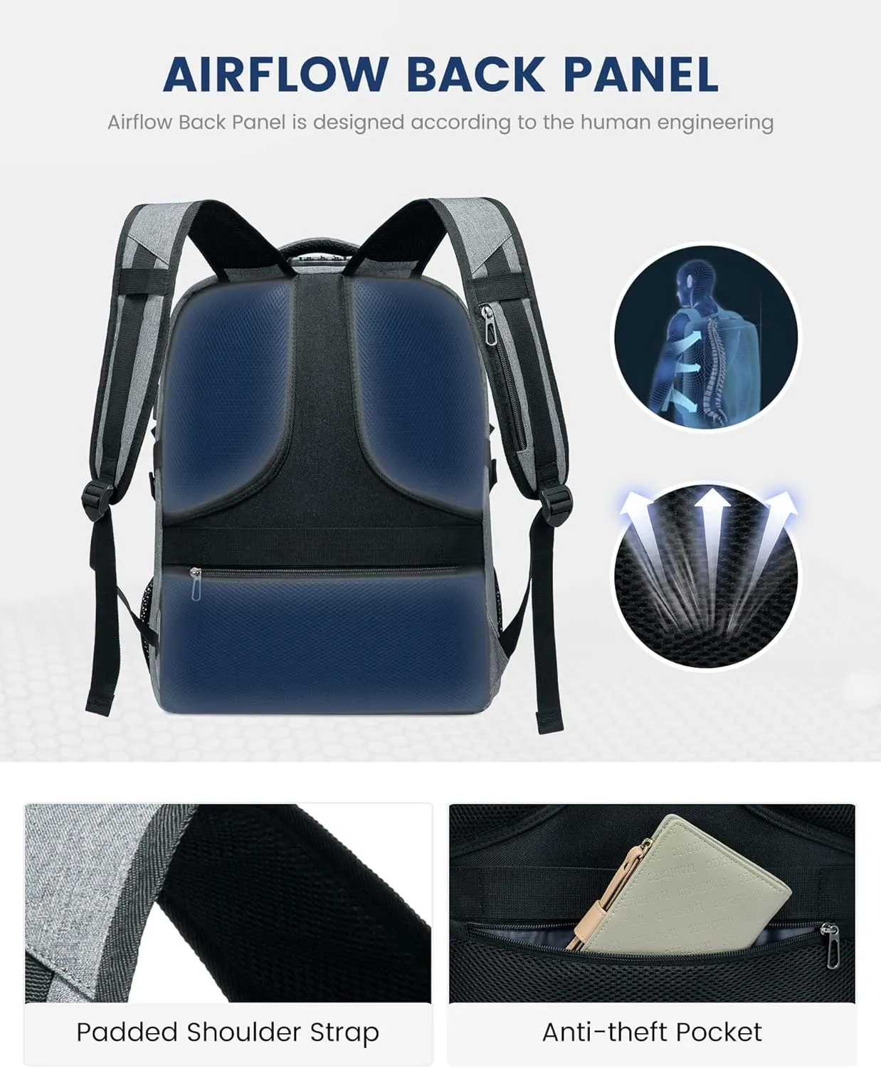 LOVEVOOK Travel Laptop Backpack Waterproof Anti Theft Backpack with Lock and USB Charging Port Large Computer Business Backpack for Men College Backpack (17 inch,DarkGrey