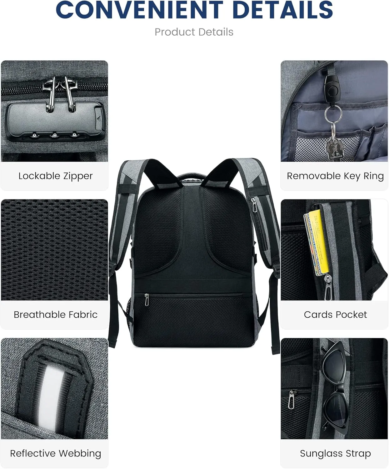 LOVEVOOK Travel Laptop Backpack Waterproof Anti Theft Backpack with Lock and USB Charging Port Large Computer Business Backpack for Men College Backpack (17 inch,DarkGrey