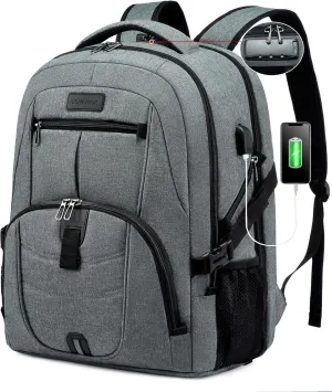 LOVEVOOK Travel Laptop Backpack Waterproof Anti Theft Backpack with Lock and USB Charging Port Large Computer Business Backpack for Men College Backpack (17 inch,DarkGrey