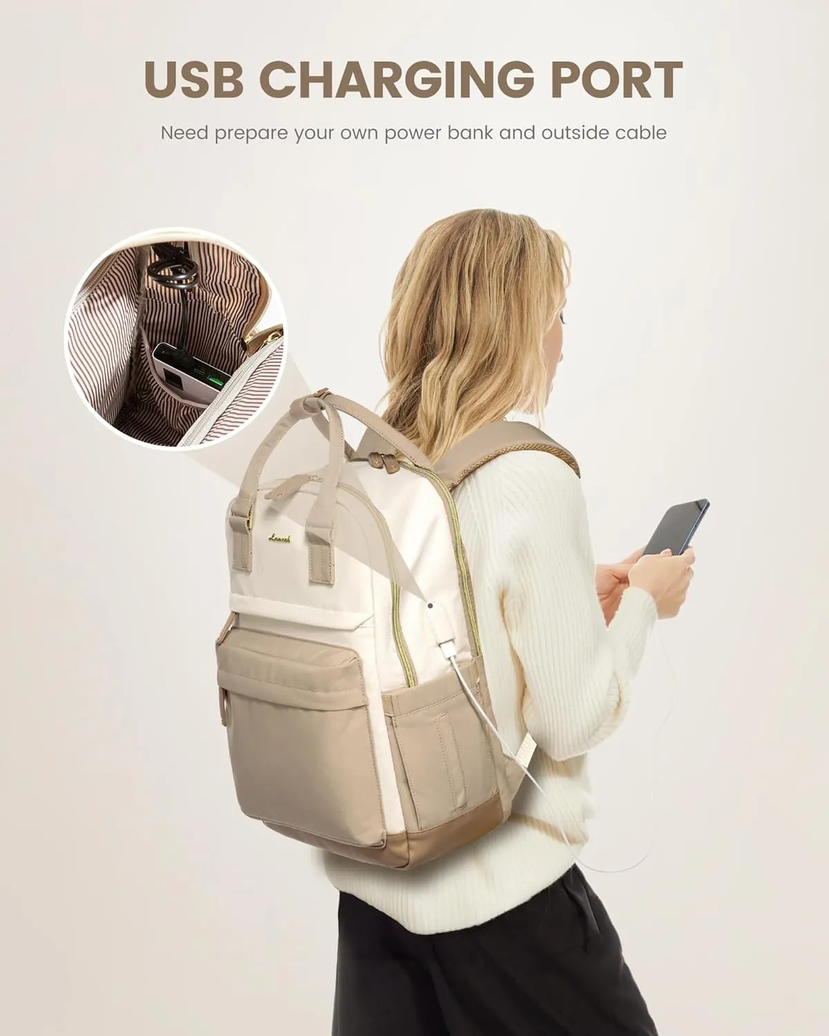 LOVEVOOK Travel Laptop Backpack Women, 15.6 Inch Anti-theft Laptop Bag with USB Port, Fashion Waterproof Computer Backpacks Teacher Nurse Backpack Purse for College School Work