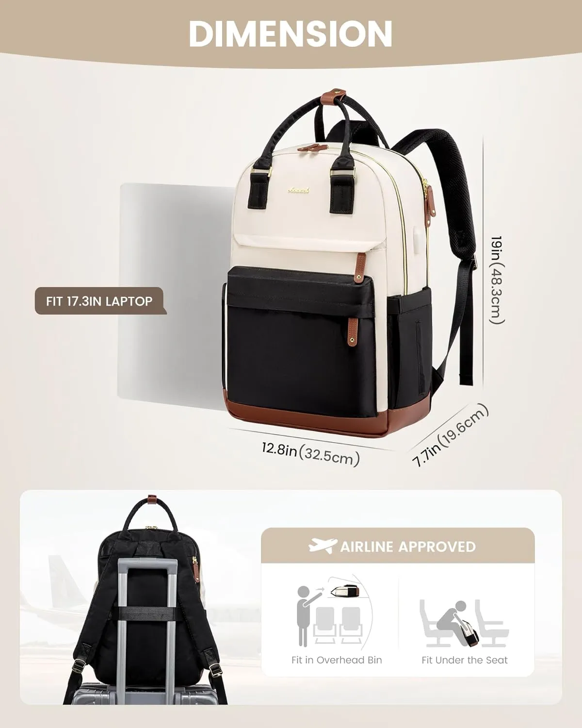 LOVEVOOK Travel Laptop Backpack Women, 17.3 Inch Anti-theft Laptop Bag with USB Port, Fashion Waterproof Computer Backpacks Teacher Nurse Backpack Purse for College School Work