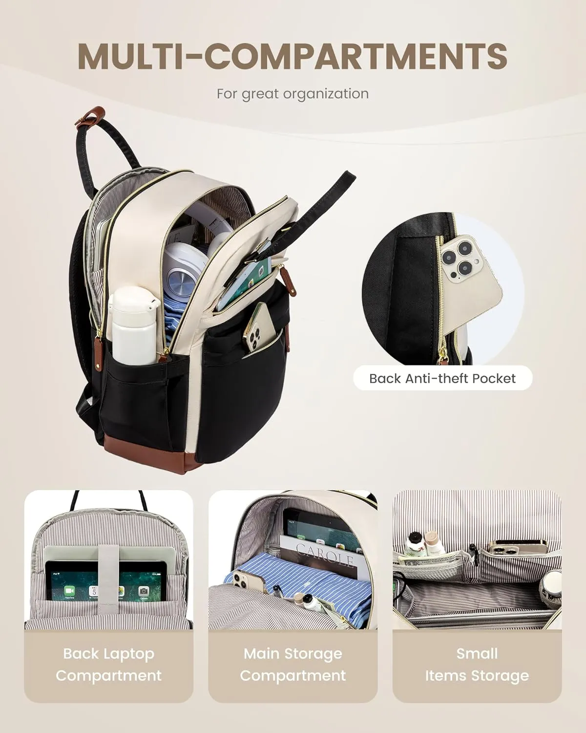 LOVEVOOK Travel Laptop Backpack Women, 17.3 Inch Anti-theft Laptop Bag with USB Port, Fashion Waterproof Computer Backpacks Teacher Nurse Backpack Purse for College School Work