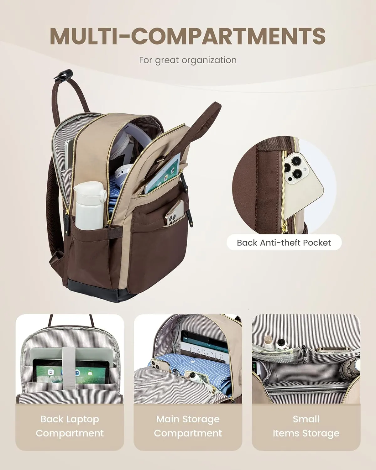 LOVEVOOK Travel Laptop Backpack Women, 17.3 Inch Anti-theft Laptop Bag with USB Port, Fashion Waterproof Computer Backpacks Teacher Nurse Backpack Purse for College Work
