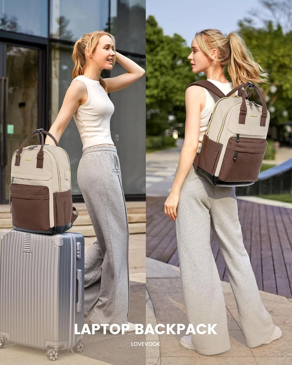 LOVEVOOK Travel Laptop Backpack Women, 17.3 Inch Anti-theft Laptop Bag with USB Port, Fashion Waterproof Computer Backpacks Teacher Nurse Backpack Purse for College Work