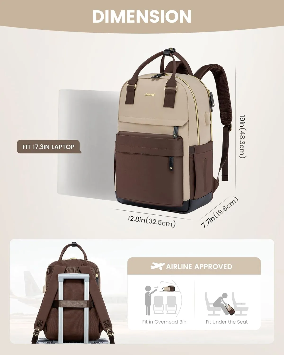 LOVEVOOK Travel Laptop Backpack Women, 17.3 Inch Anti-theft Laptop Bag with USB Port, Fashion Waterproof Computer Backpacks Teacher Nurse Backpack Purse for College Work